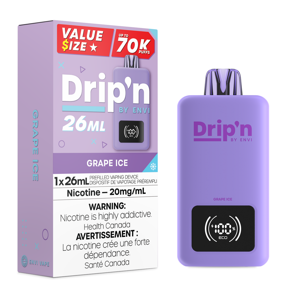 Buy Drip'n by Envi 26ML Disposable - Grape Ice Online