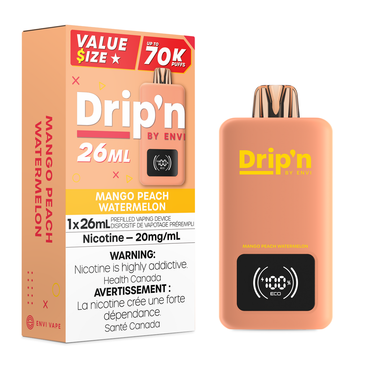 Buy Drip'n by Envi 26ML Disposable - Mango Peach Watermelon Online