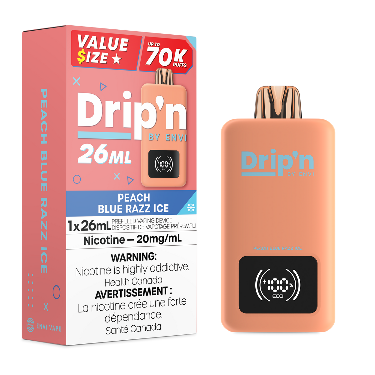 Buy Drip'n by Envi 26ML Disposable - Peach Blue Razz Ice Online