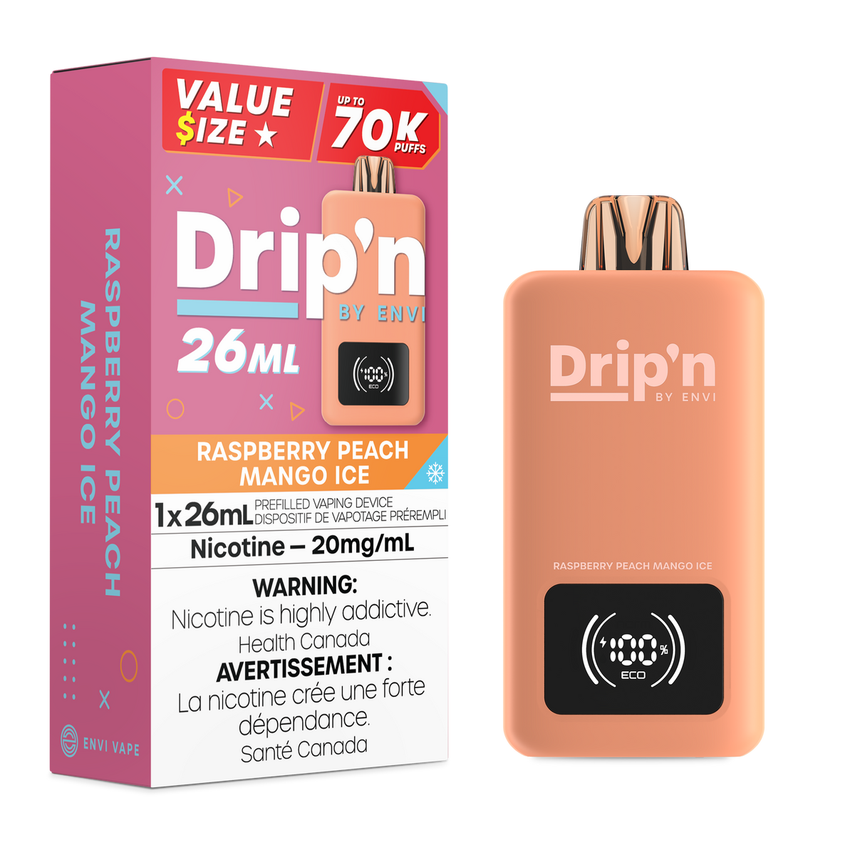 Buy Drip'n by Envi 26ML Disposable - Raspberry Peach Mango Ice Online