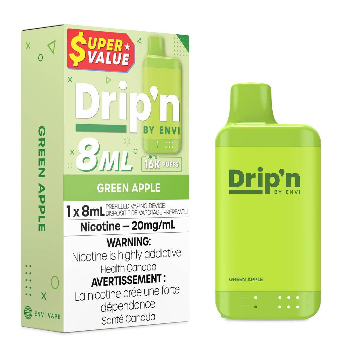 Buy Drip'n by Envi 8ML Disposable - Green Apple Online