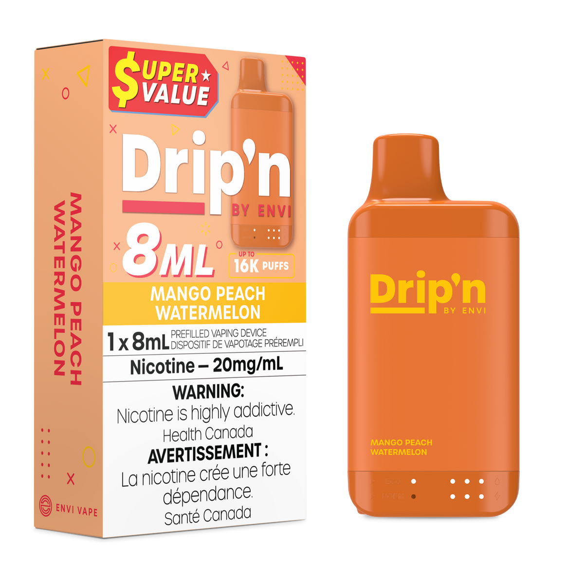 Buy Drip'n by Envi 8ML Disposable - Mango Peach Watermelon Online