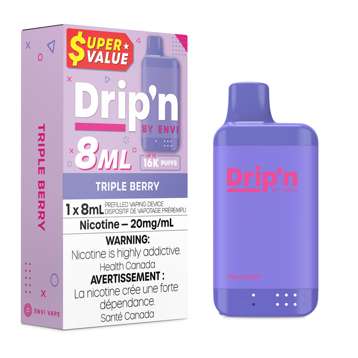 Buy Drip'n by Envi 8ML Disposable - Triple Berry Online