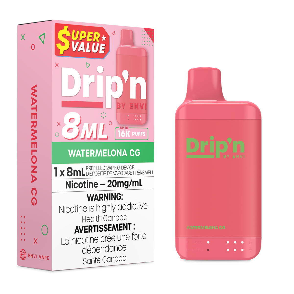 Buy Drip'n by Envi 8ML Disposable - Watermelona CG Online
