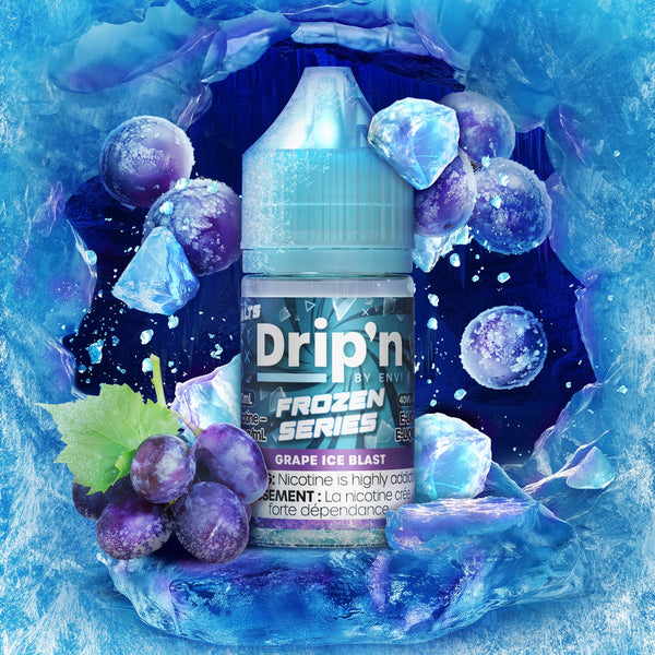 Drip'n Frozen E-Liquid Grape Ice Blast  30mL Salt Nicotine  ENVI Vape