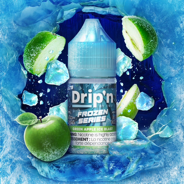 Drip'n Frozen E-Liquid Green Apple Ice Blast – 30mL Salt Nicotine – ENVI  Vape