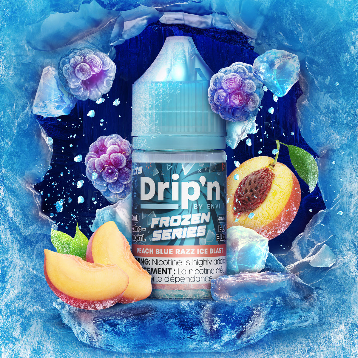 Buy Drip'n Frozen E-Liquid - Peach Blue Razz Ice Blast Online
