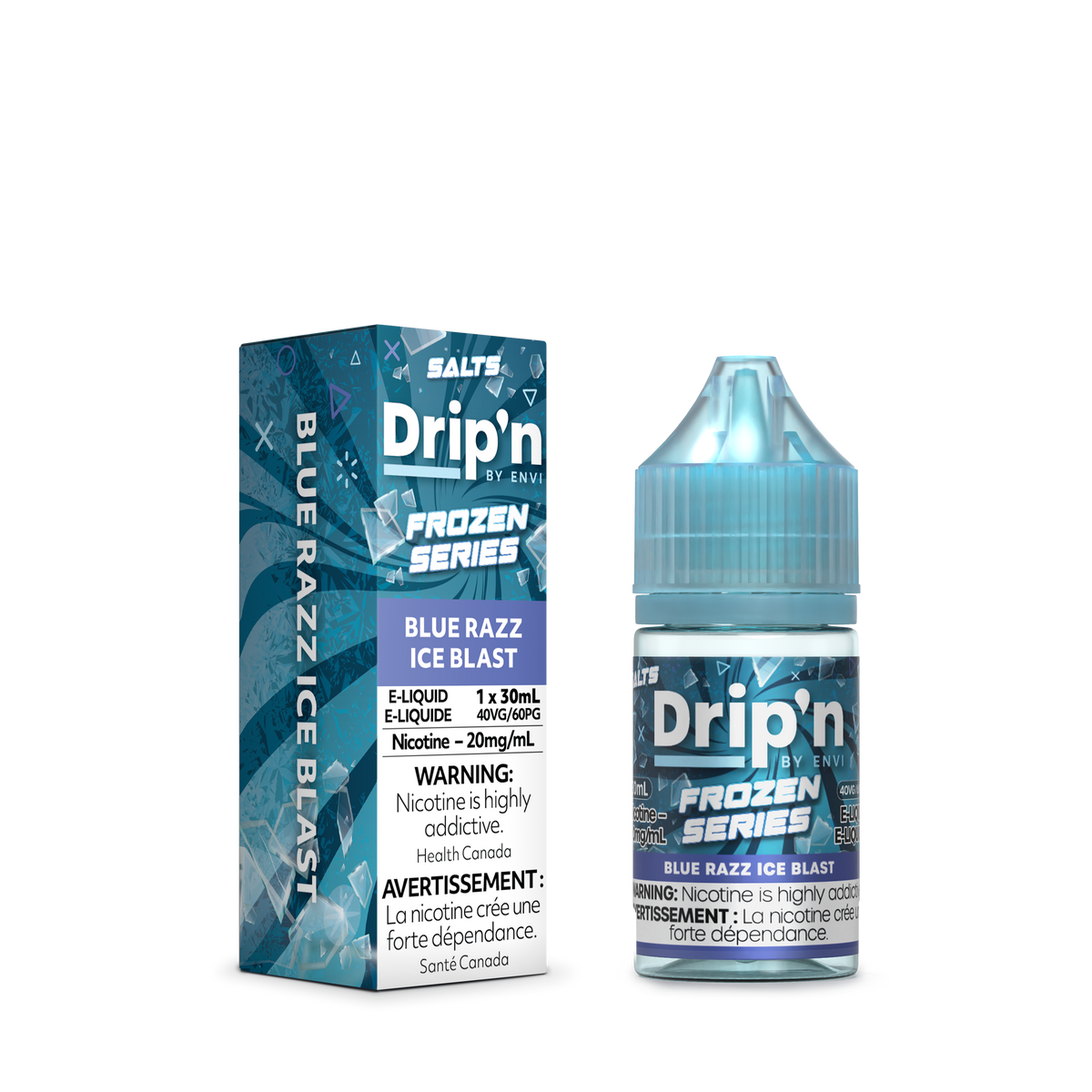 Drip'n Frozen E-Liquid Blue Razz Ice Blast 30mL Salt Nicotine ENVI Vape Drip'n Frozen E-Liquid Blue Razz Ice Blast 30mL Salt Nicotine ENVI Vape