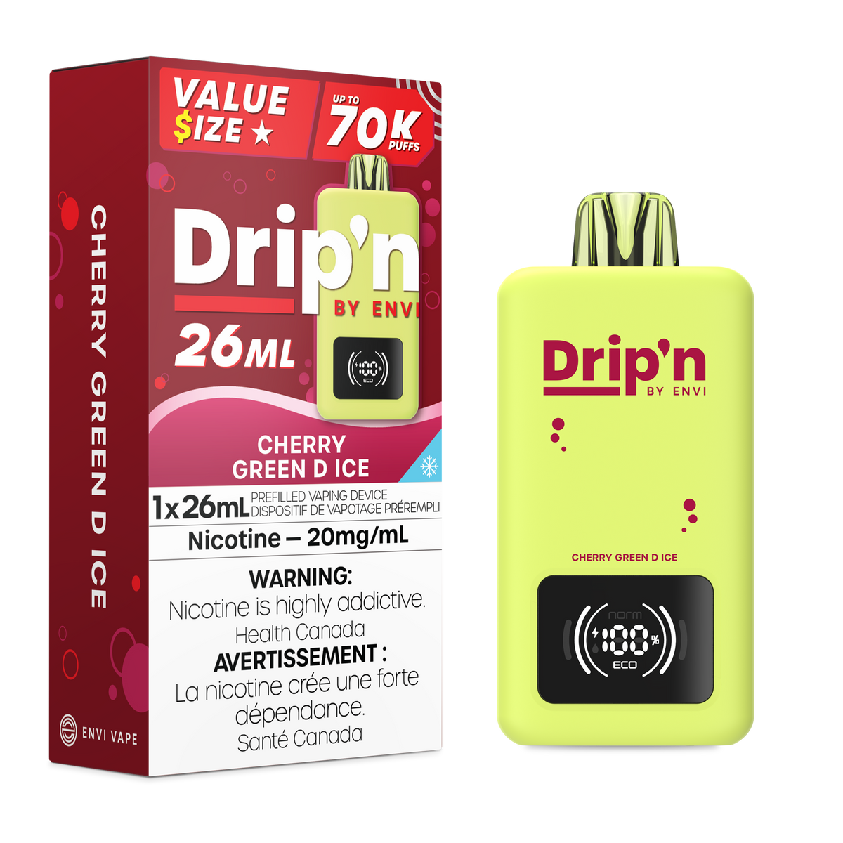 Drip'n by Envi 26ML Disposable - Cherry Green D Ice (ON)