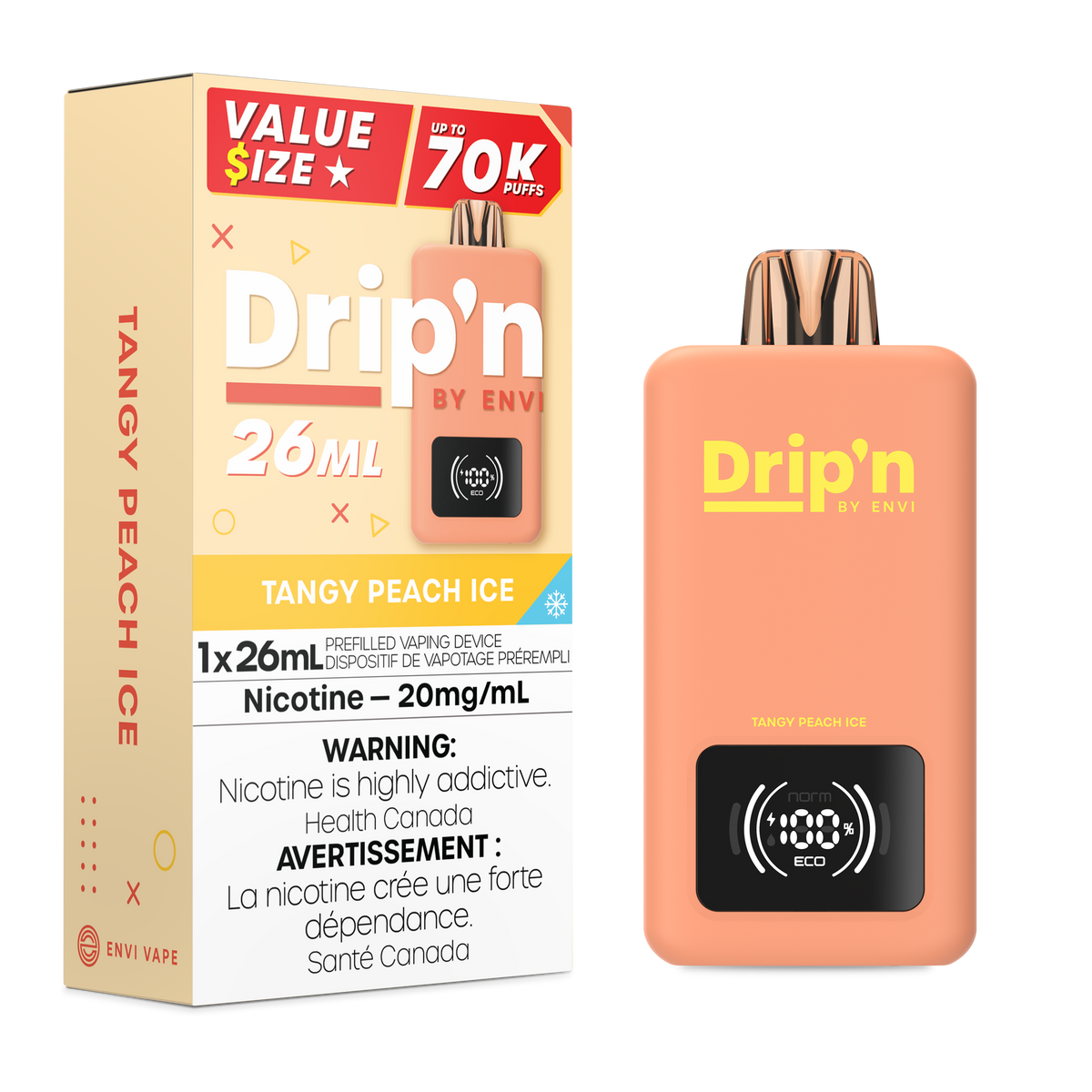 Drip'n by Envi 26ML Disposable - Tangy Peach Ice (ON)