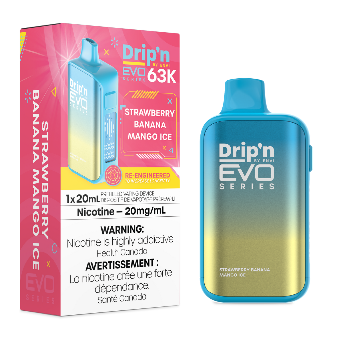 Drip'n by Envi EVO 63K Disposable - Strawberry Banana Mango Ice (AB)
