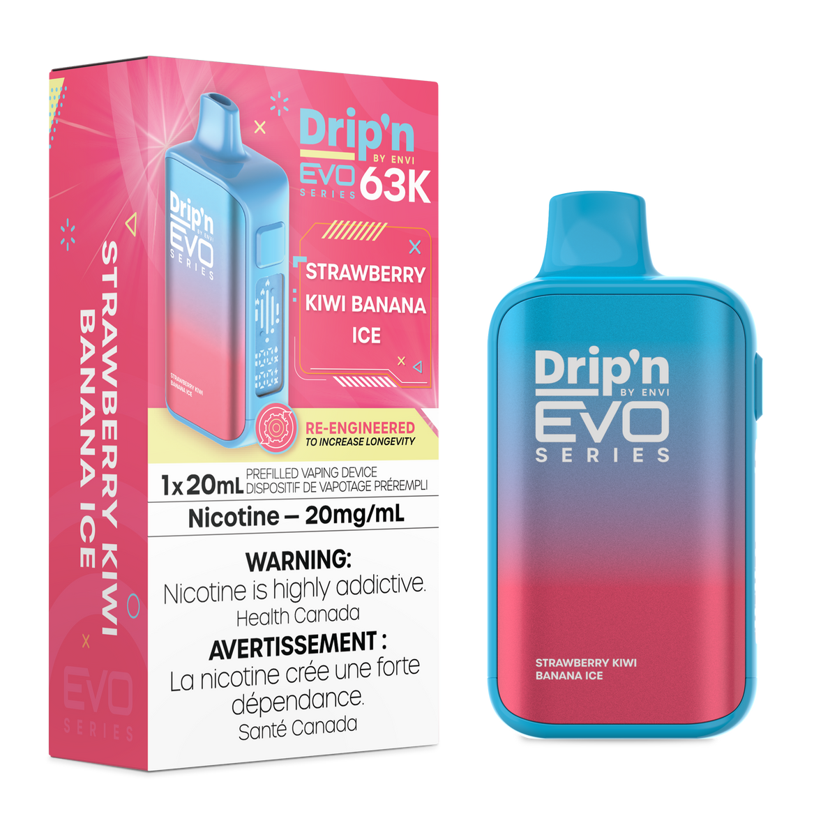 Drip'n by Envi EVO 63K Disposable - Strawberry Kiwi Banana Ice