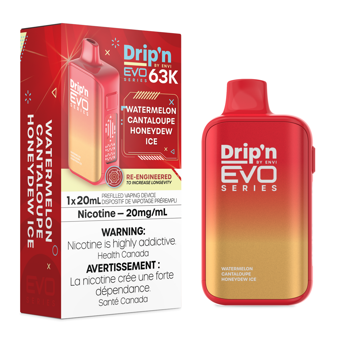 Drip'n by Envi EVO 63K Disposable - Watermelon Cantaloupe Honeydew Ice (MB)
