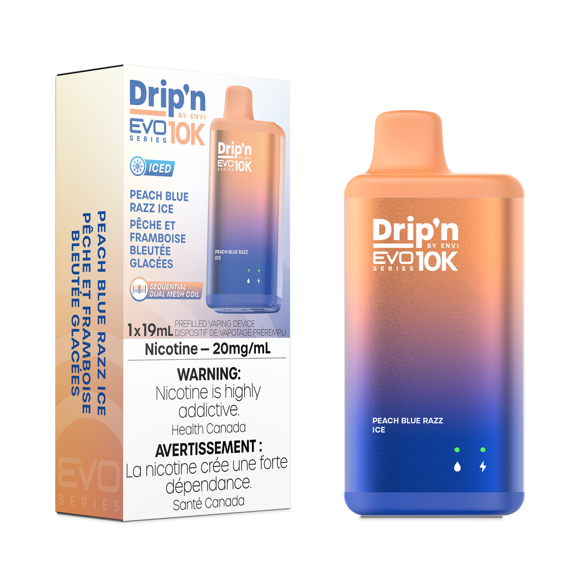 Drip'n by Envi EVO Series 10k - Peach Blue Razz Ice (ON)