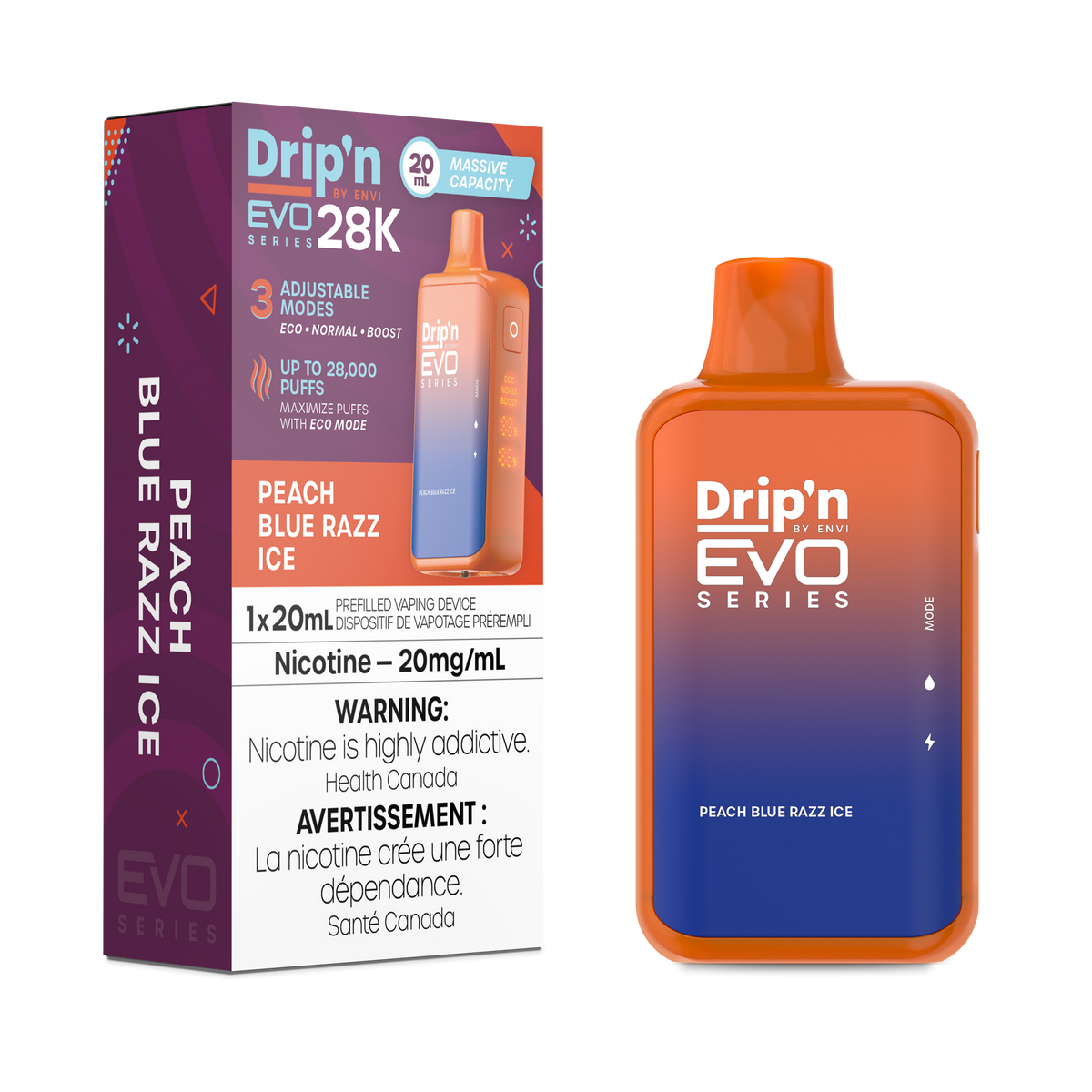 Drip'n by Envi EVO Series 28k - Peach Blue Razz Ice (AB)