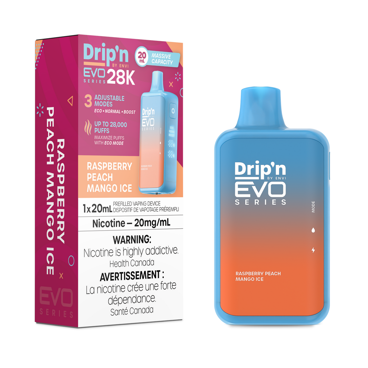 Drip'n by Envi EVO Series 28k - Raspberry Peach Mango Ice