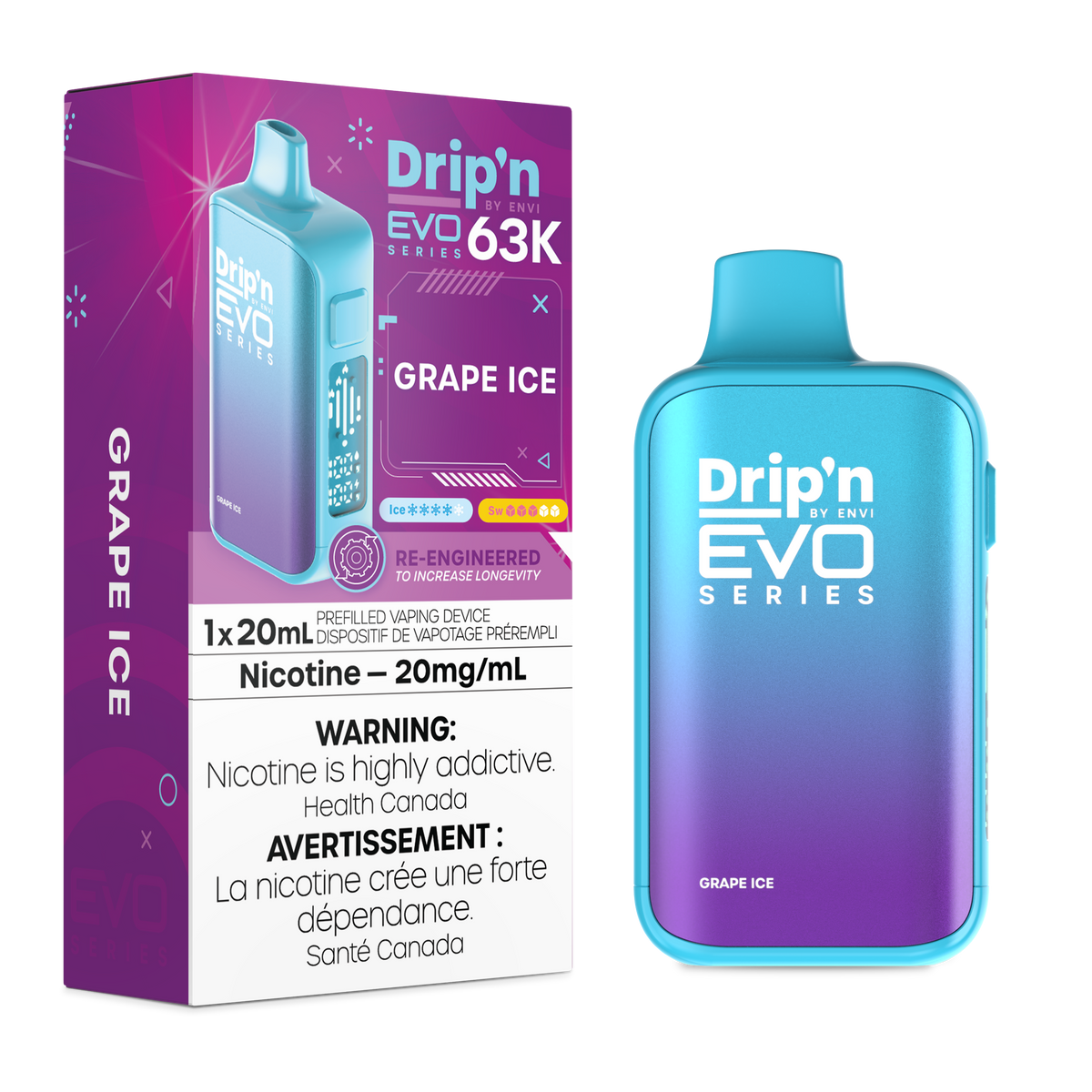 Drip'n by Envi EVO 63K Disposable - Grape Ice (ON)