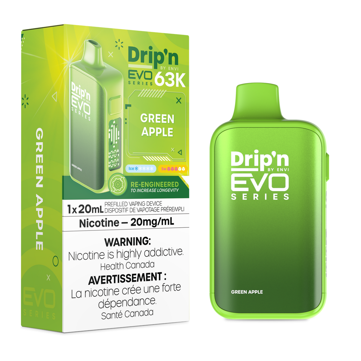 Drip'n by Envi EVO 63K Disposable - Green Apple (AB)