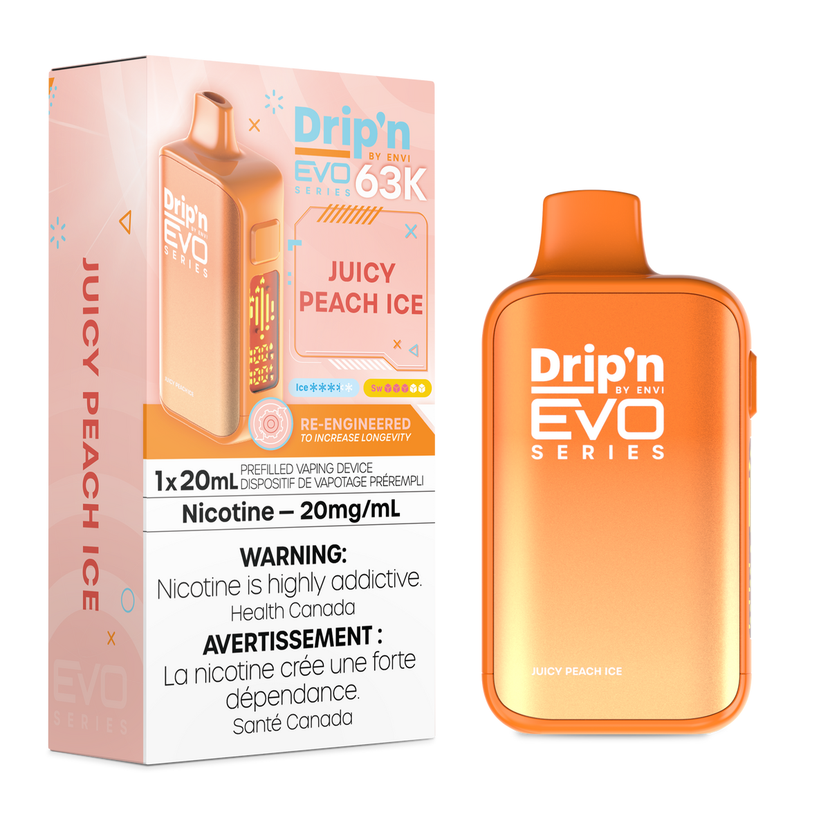 Drip'n by Envi EVO 63K Disposable - Juicy Peach Ice (MB)
