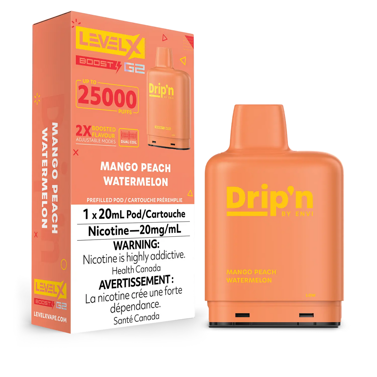 Buy Level X Drip'n Boost G2 Pod - Mango Peach Watermelon (MB) Online