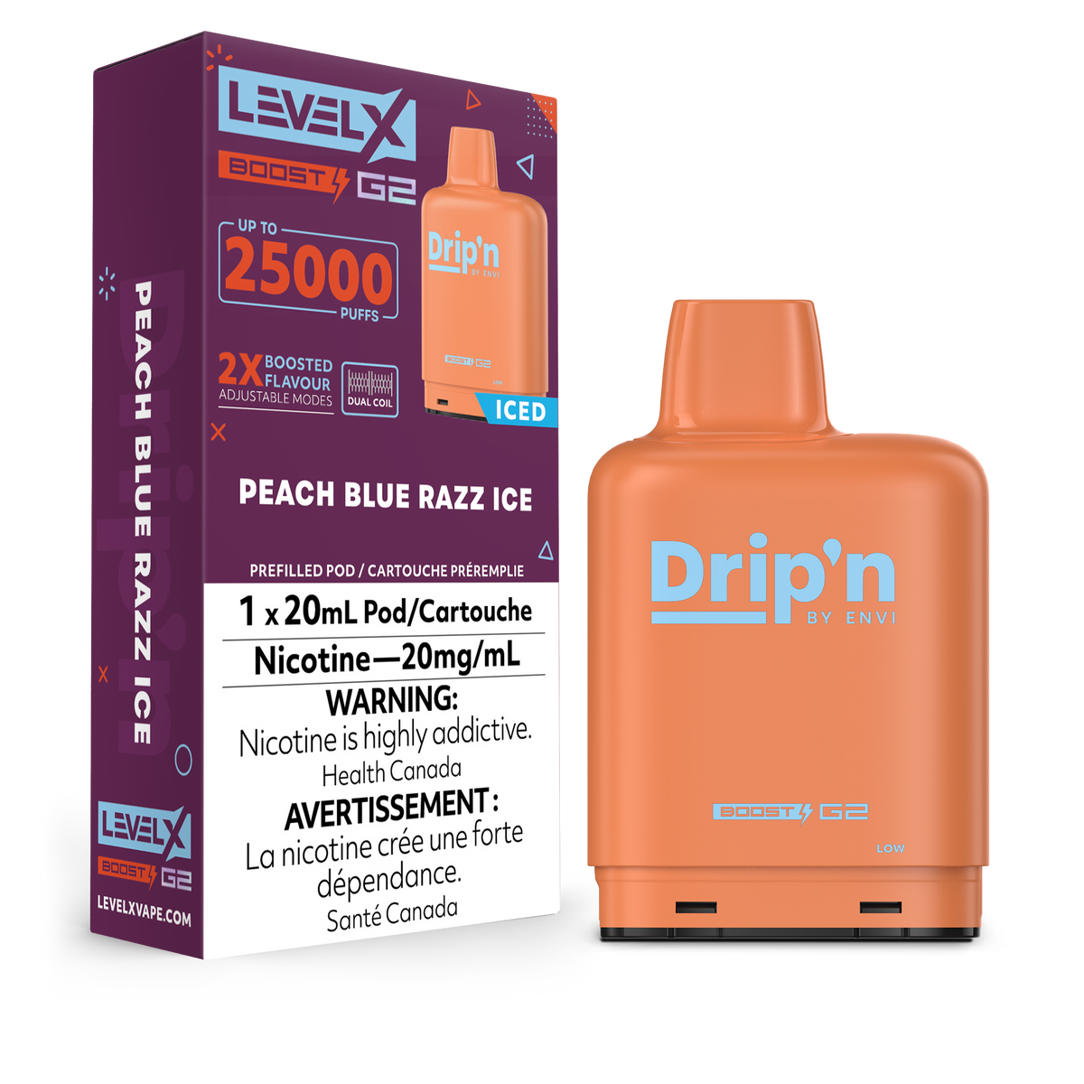 Level X Drip'n Boost G2 Pod - Peach Blue Razz Ice (AB)