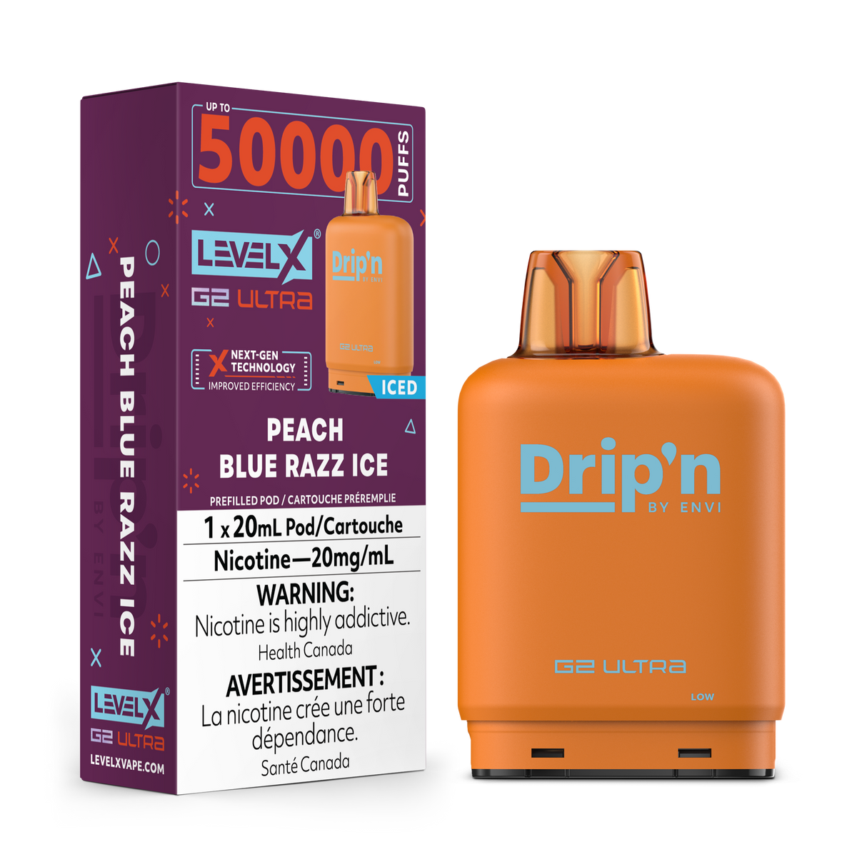 Level X Drip'n G2 Ultra Pod - Peach Blue Razz Ice