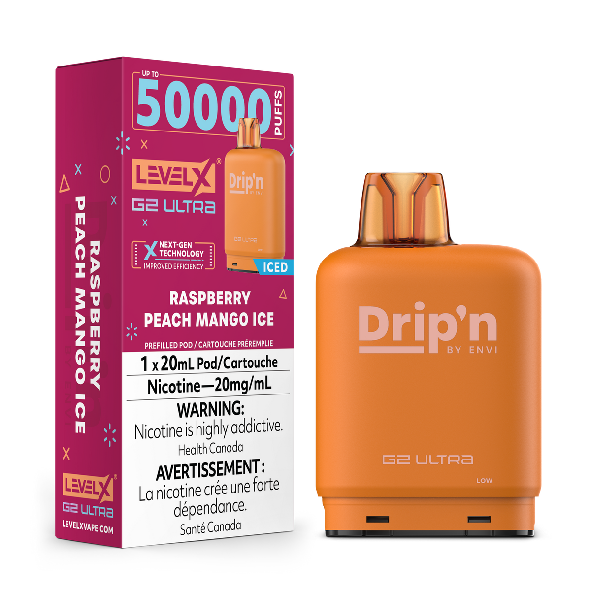 Level X Drip'n G2 Ultra Pod - Raspberry Peach Mango Ice (MB)